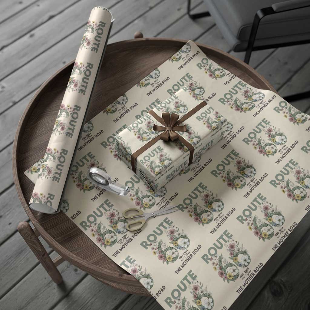 Route Highway 66 Wrapping Paper Roll Floral Centennial 100 Year Anniversary