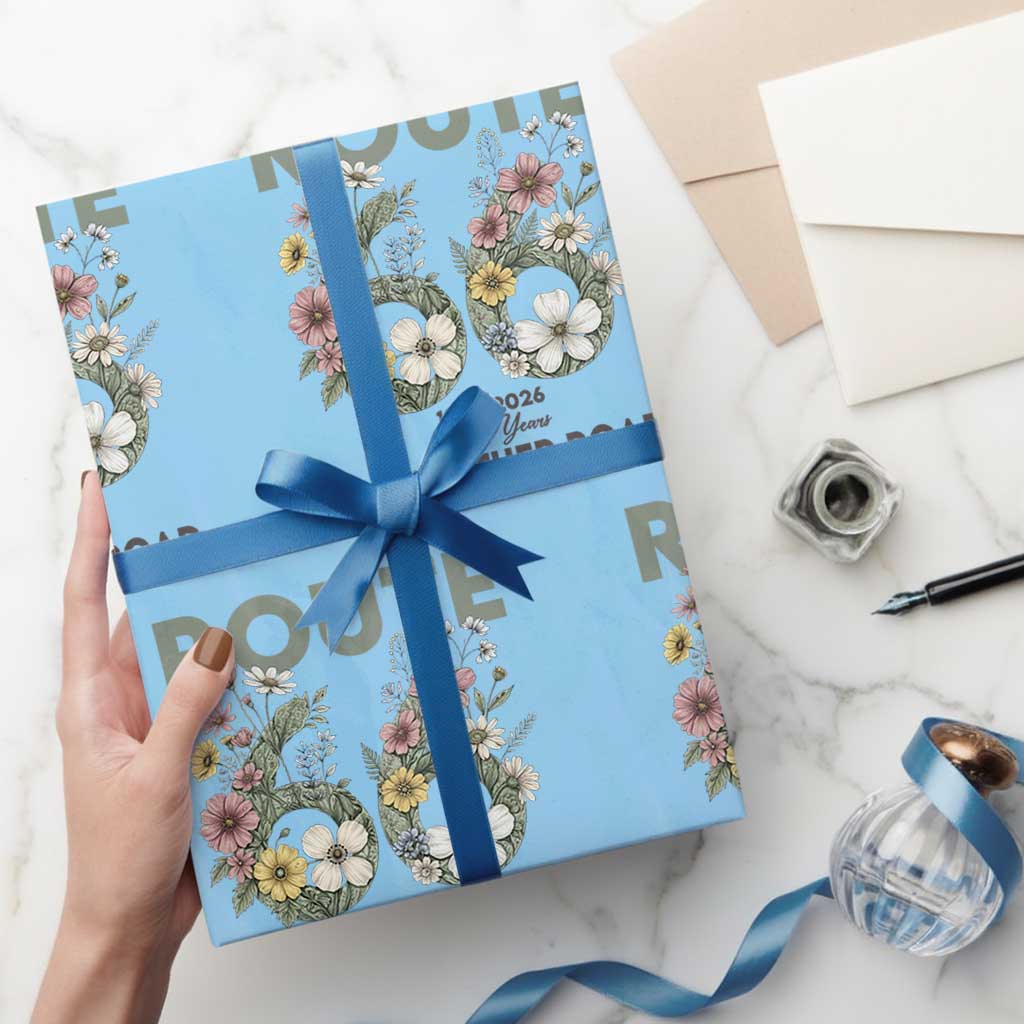 Route Highway 66 Wrapping Paper Roll Floral Centennial 100 Year Anniversary