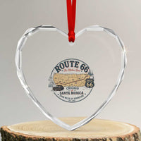 Route Highway 66 Map Chicago to Santa Monica Heart Crystal Glass Ornament Vintage America Road Trip Americana
