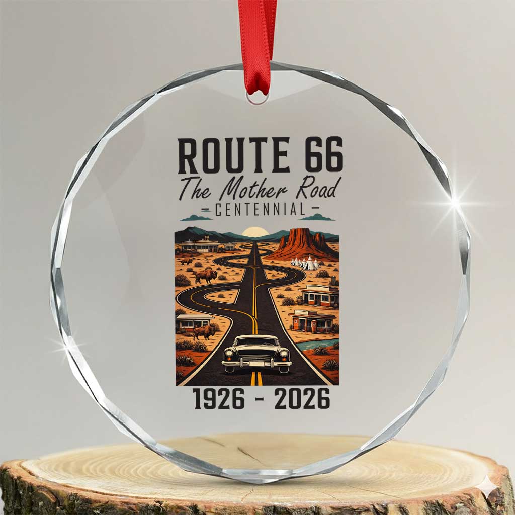 Route Highway 66 Mother Road Crystal Glass Ornament Vintage Distressed Road Trip Adventure