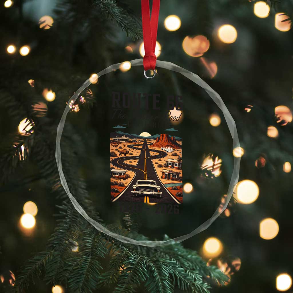 Route Highway 66 Mother Road Crystal Glass Ornament Vintage Distressed Road Trip Adventure