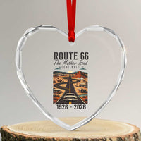 Route Highway 66 Mother Road Heart Crystal Glass Ornament Vintage Distressed Road Trip Adventure
