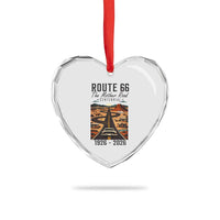 Route Highway 66 Mother Road Heart Crystal Glass Ornament Vintage Distressed Road Trip Adventure
