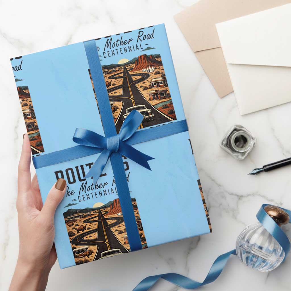 Route Highway 66 Mother Road Wrapping Paper Roll Vintage Distressed Road Trip Adventure
