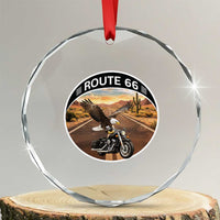 Route Highway 66 Motorcycle Eagle Crystal Glass Ornament Americana Adventure