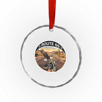 Route Highway 66 Motorcycle Eagle Crystal Glass Ornament Americana Adventure
