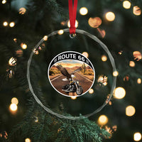 Route Highway 66 Motorcycle Eagle Crystal Glass Ornament Americana Adventure