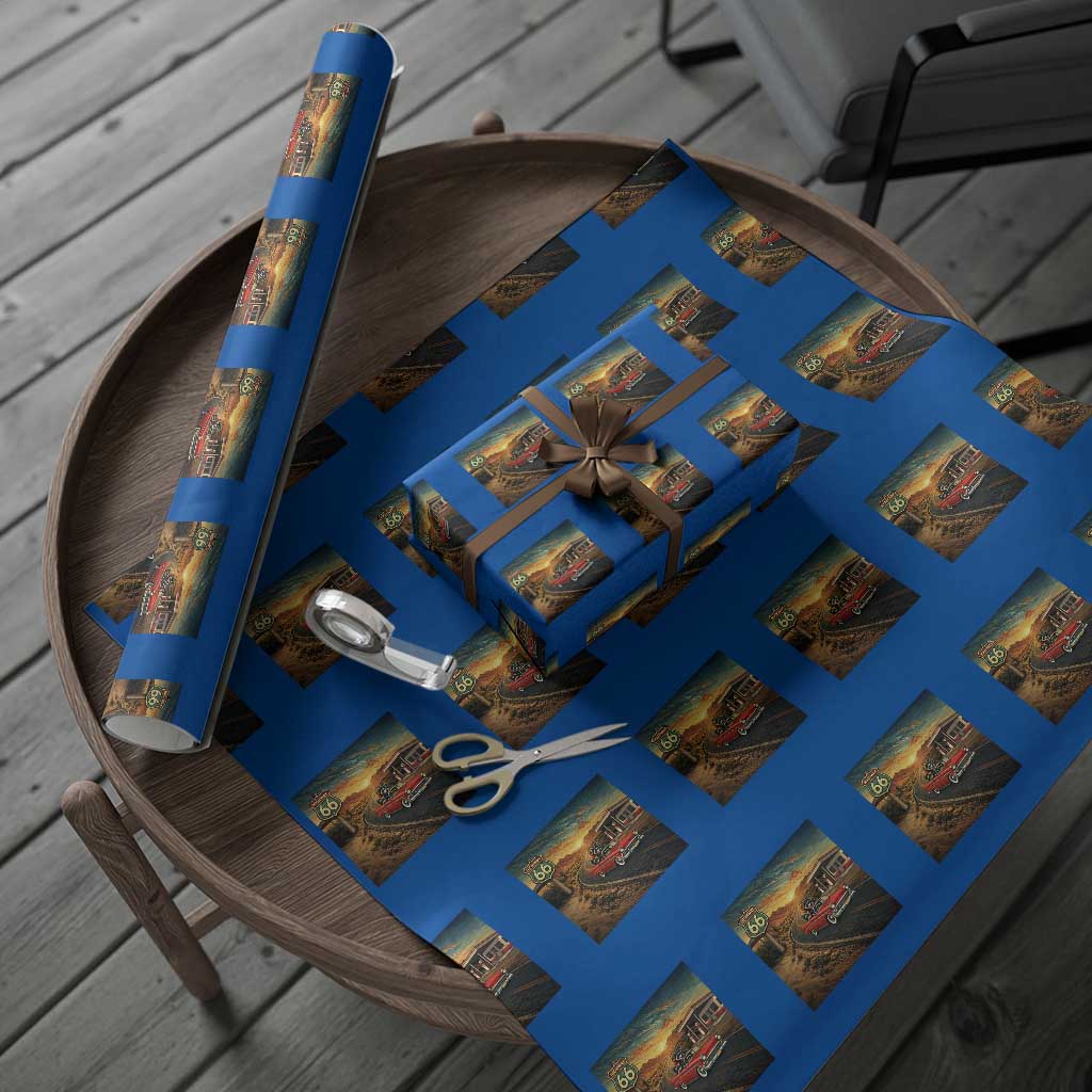 Route Highway 66 Raccoon Wrapping Paper Roll Americana Road Trip