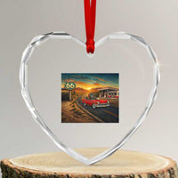 Route Highway 66 Raccoon Heart Crystal Glass Ornament Americana Road Trip