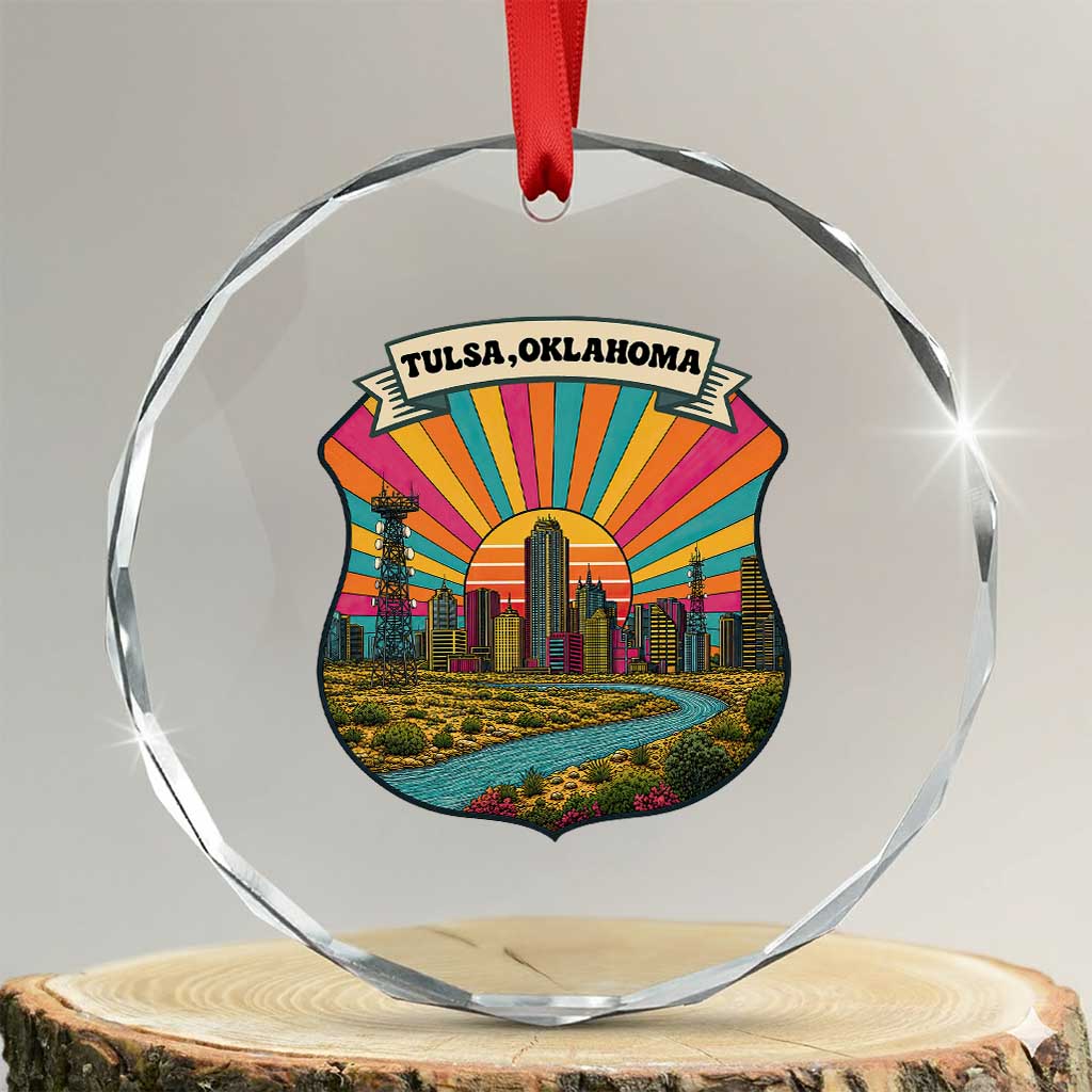 Route Highway 66 Tulsa Oklahoma Crystal Glass Ornament Mother Road Travel Gift