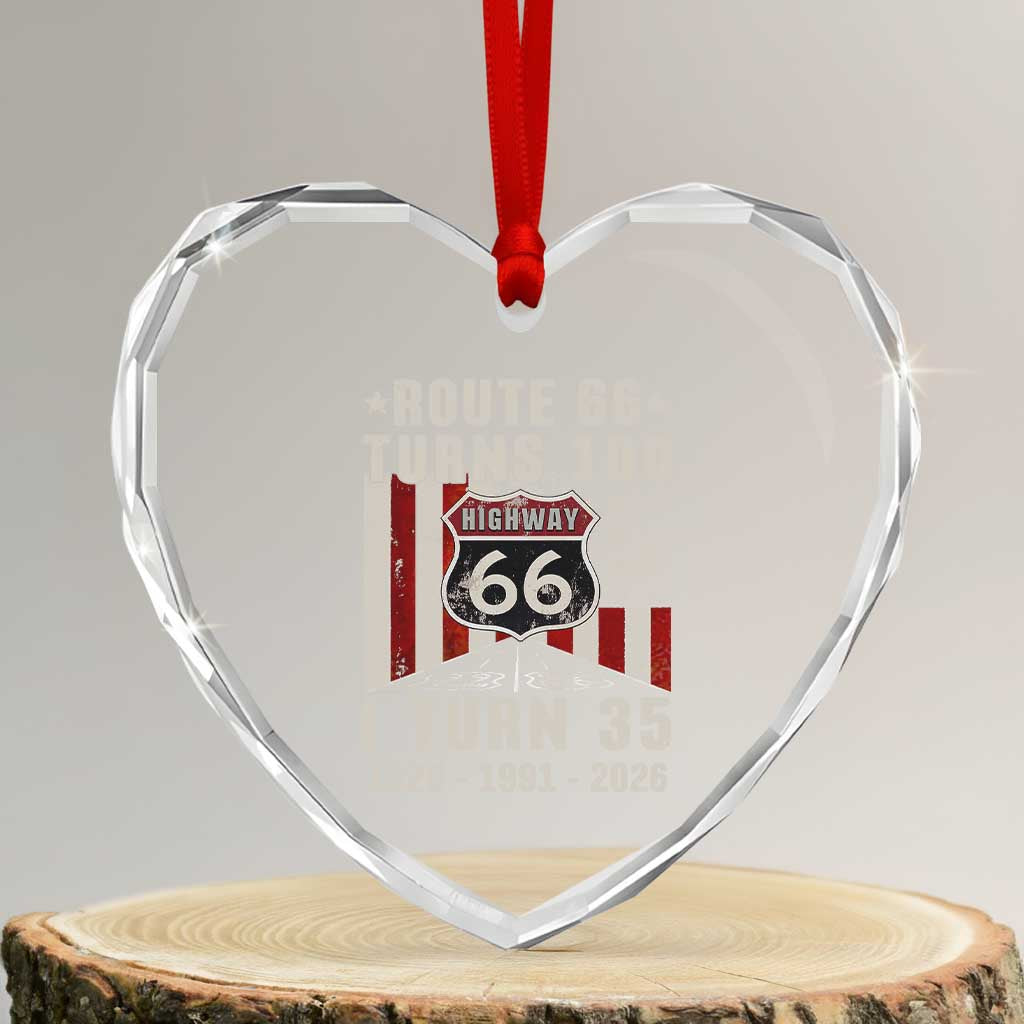 Route Highway 66 Turns 100 I Turn 35 Heart Crystal Glass Ornament Vintage 1991 Born American Road Sign 35th Birthday Gift