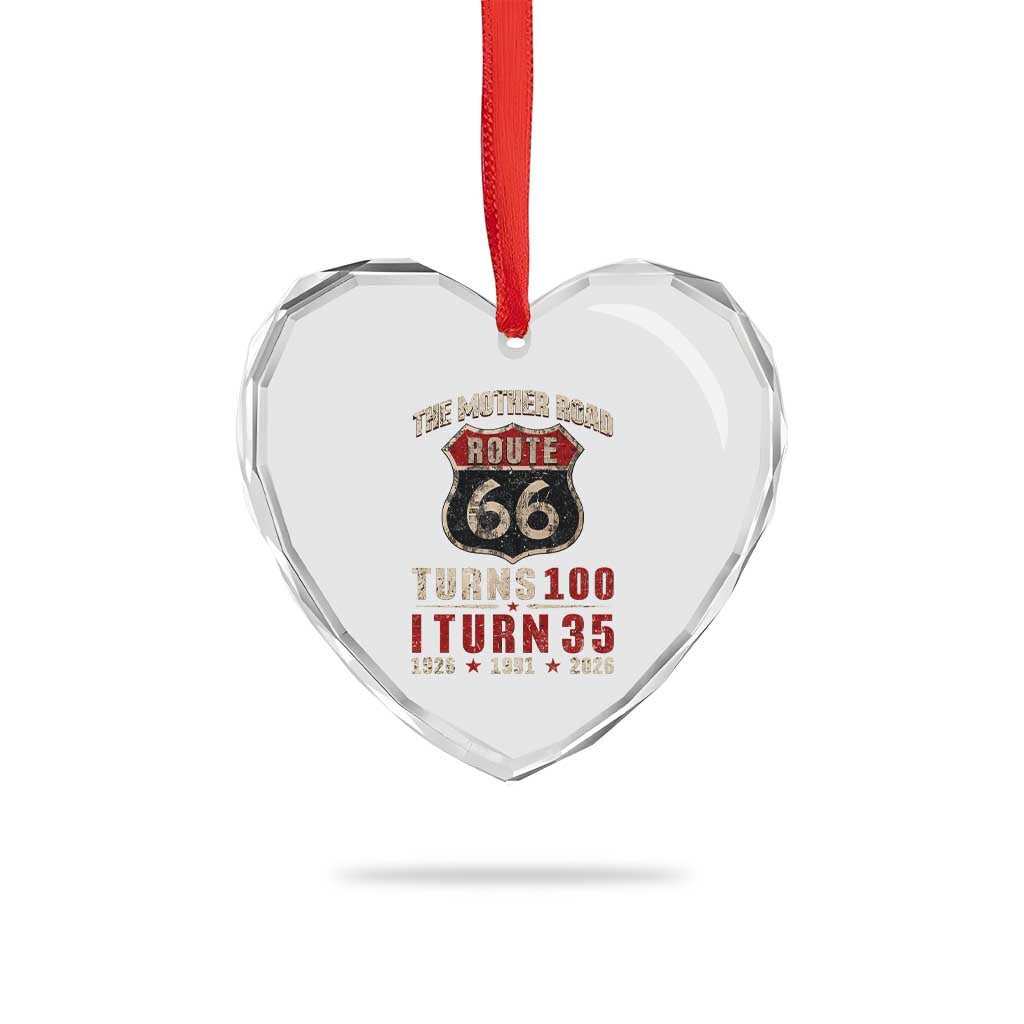 Route Highway 66 Turns 100 I Turn 35 Heart Crystal Glass Ornament Vintage 1991 Road Sign 35th Birthday Gift