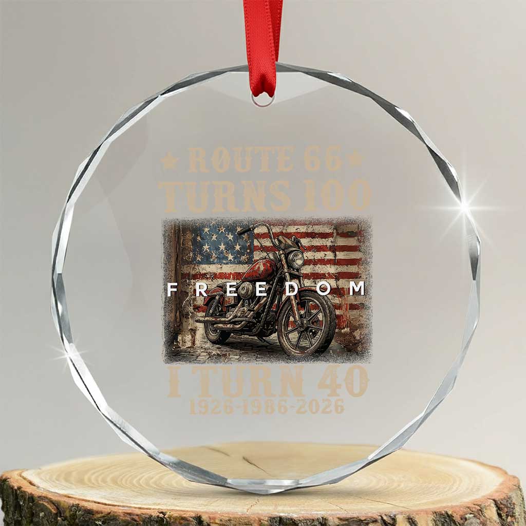 Route Highway 66 Turns 100 I Turn 40 Crystal Glass Ornament Vintage 1986 American Freedom Motorcycle Lover 40th Birthday Gift