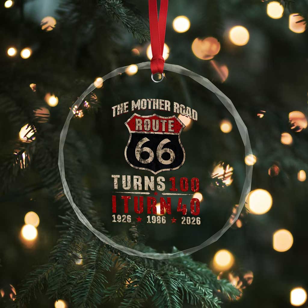 Route Highway 66 Turns 100 I Turn 40 Crystal Glass Ornament Vintage 1986 Road Sign 40th Birthday Gift