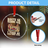 Route Highway 66 Turns 100 I Turn 40 Crystal Glass Ornament Vintage 1986 Road Sign American Muscle Car Lover 40th Birthday Gift
