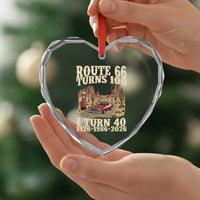 Route Highway 66 Turns 100 I Turn 40 Heart Crystal Glass Ornament Vintage 1986 Road Sign American Muscle Car Lover 40th Birthday Gift