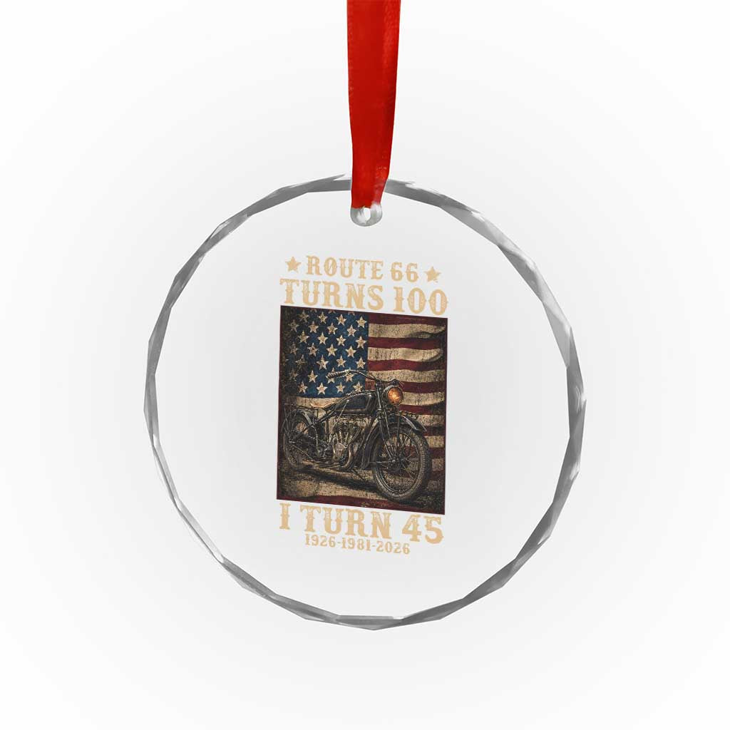 Route Highway 66 Turns 100 I Turn 45 Crystal Glass Ornament Vintage 1981 American Motorcycle Lover 45th Birthday Gift