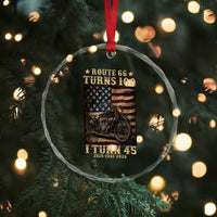 Route Highway 66 Turns 100 I Turn 45 Crystal Glass Ornament Vintage 1981 American Motorcycle Lover 45th Birthday Gift