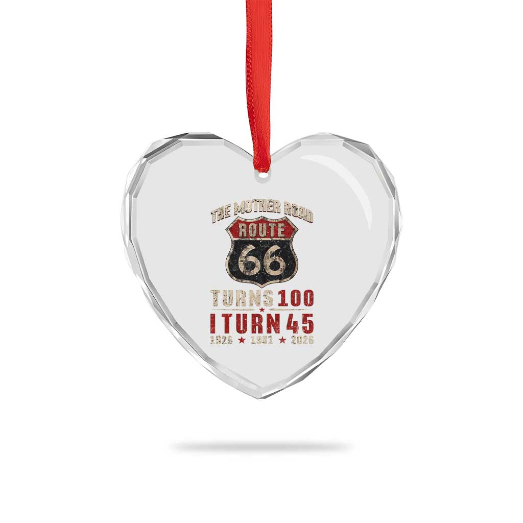 Route Highway 66 Turns 100 I Turn 45 Heart Crystal Glass Ornament Vintage 1981 Road Sign 45th Birthday Gift