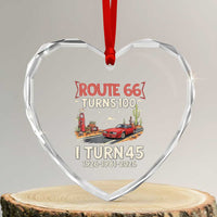 Route Highway 66 Turns 100 I Turn 45 Heart Crystal Glass Ornament Vintage 1981 Road Sign Classic Muscle Car Lover 45th Birthday Gift