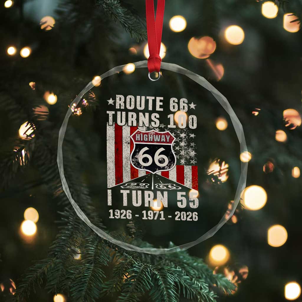 Route Highway 66 Turns 100 I Turn 55 Crystal Glass Ornament Vintage 1971 Born American Road Sign 55th Birthday Gift