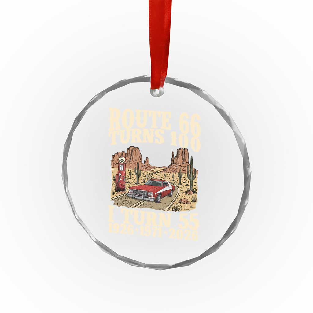 Route Highway 66 Turns 100 I Turn 55 Crystal Glass Ornament Vintage 1971 Road Sign American Muscle Car Lover 55th Birthday Gift
