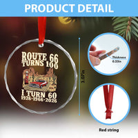 Route Highway 66 Turns 100 I Turn 60 Crystal Glass Ornament Vintage 1966 Road Sign American Muscle Car Lover 60th Birthday Gift