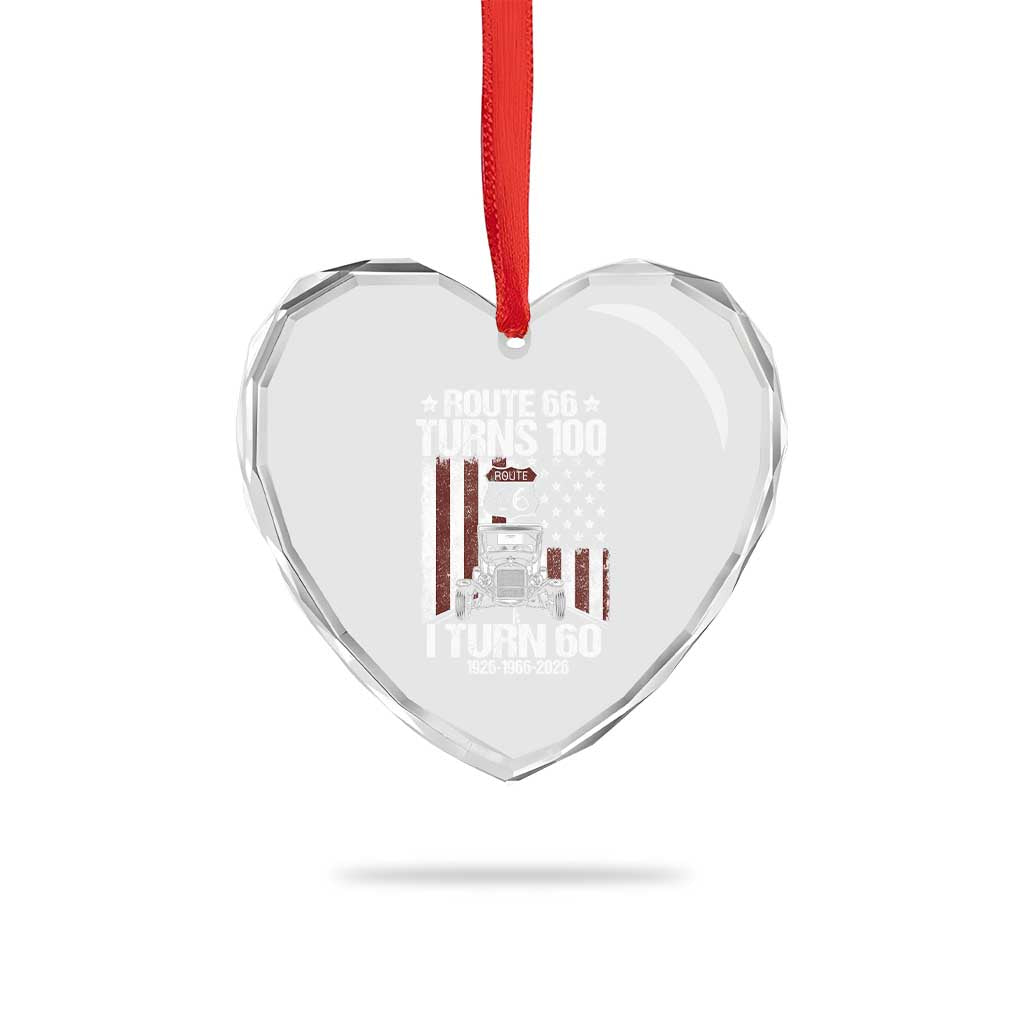 Route Highway 66 Turns 100 I Turn 60 Heart Crystal Glass Ornament Vintage 1966 America Road Sign America Antique Car Lover 60th Birthday Gift