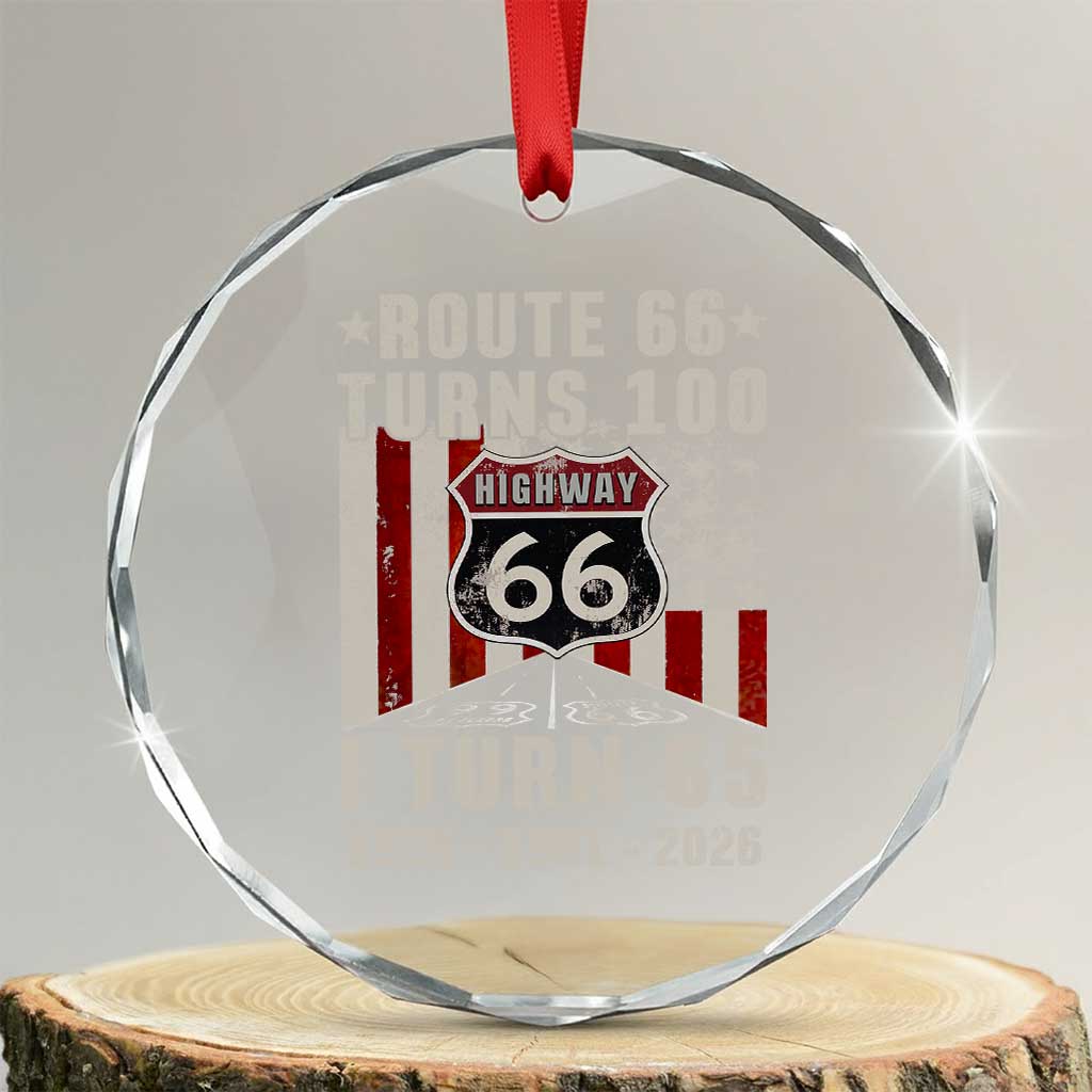 Route Highway 66 Turns 100 I Turn 65 Crystal Glass Ornament Vintage 1961 Born American Road Sign 65th Birthday Gift