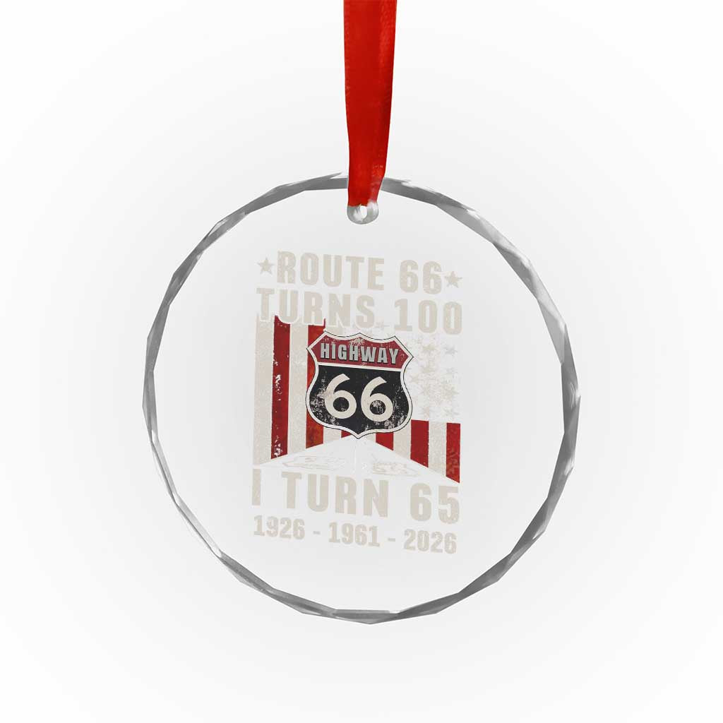 Route Highway 66 Turns 100 I Turn 65 Crystal Glass Ornament Vintage 1961 Born American Road Sign 65th Birthday Gift