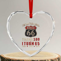 Route Highway 66 Turns 100 I Turn 65 Heart Crystal Glass Ornament Vintage 1961 Road Sign 65th Birthday Gift