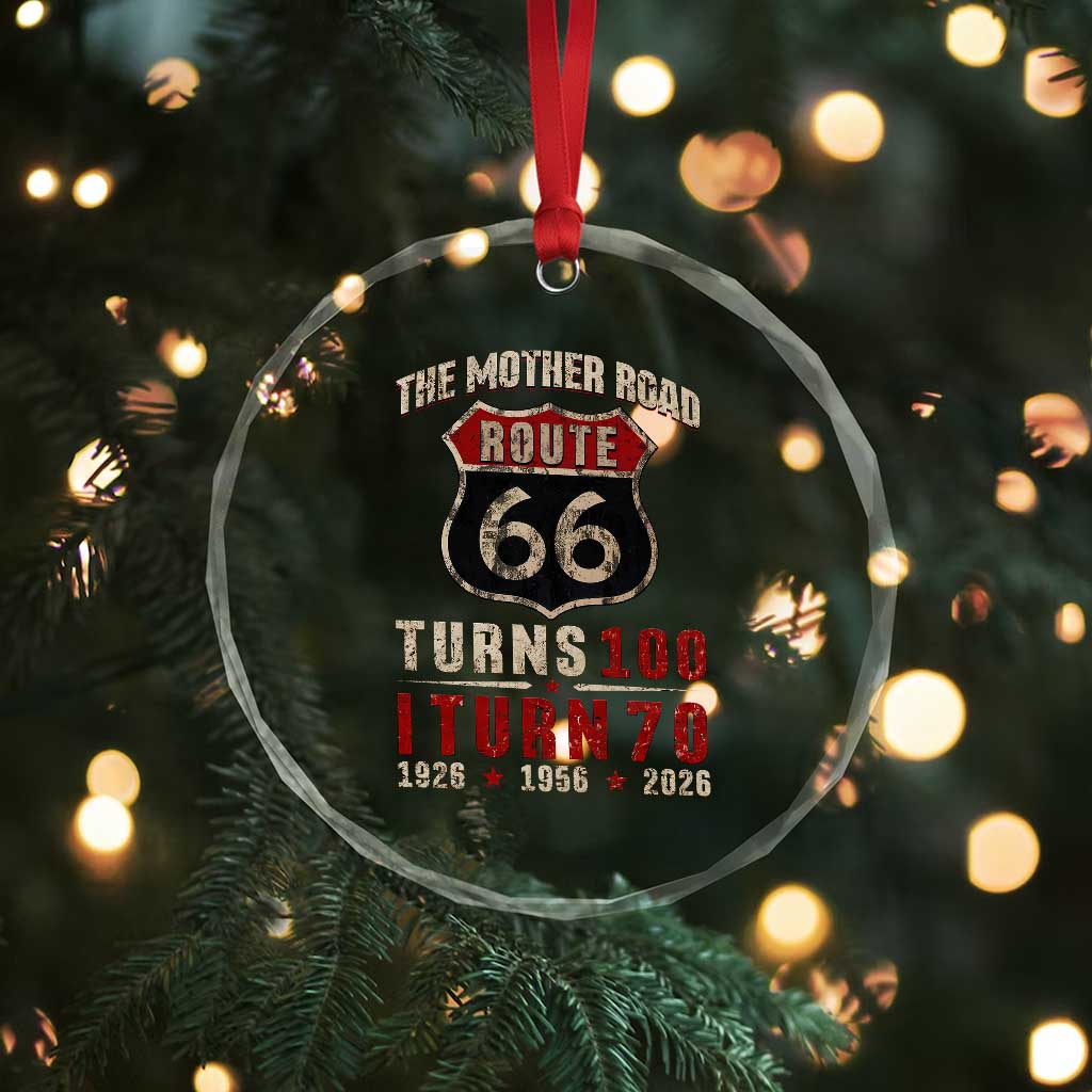 Route Highway 66 Turns 100 I Turn 70 Crystal Glass Ornament Vintage 1956 Road Sign 70th Birthday Gift