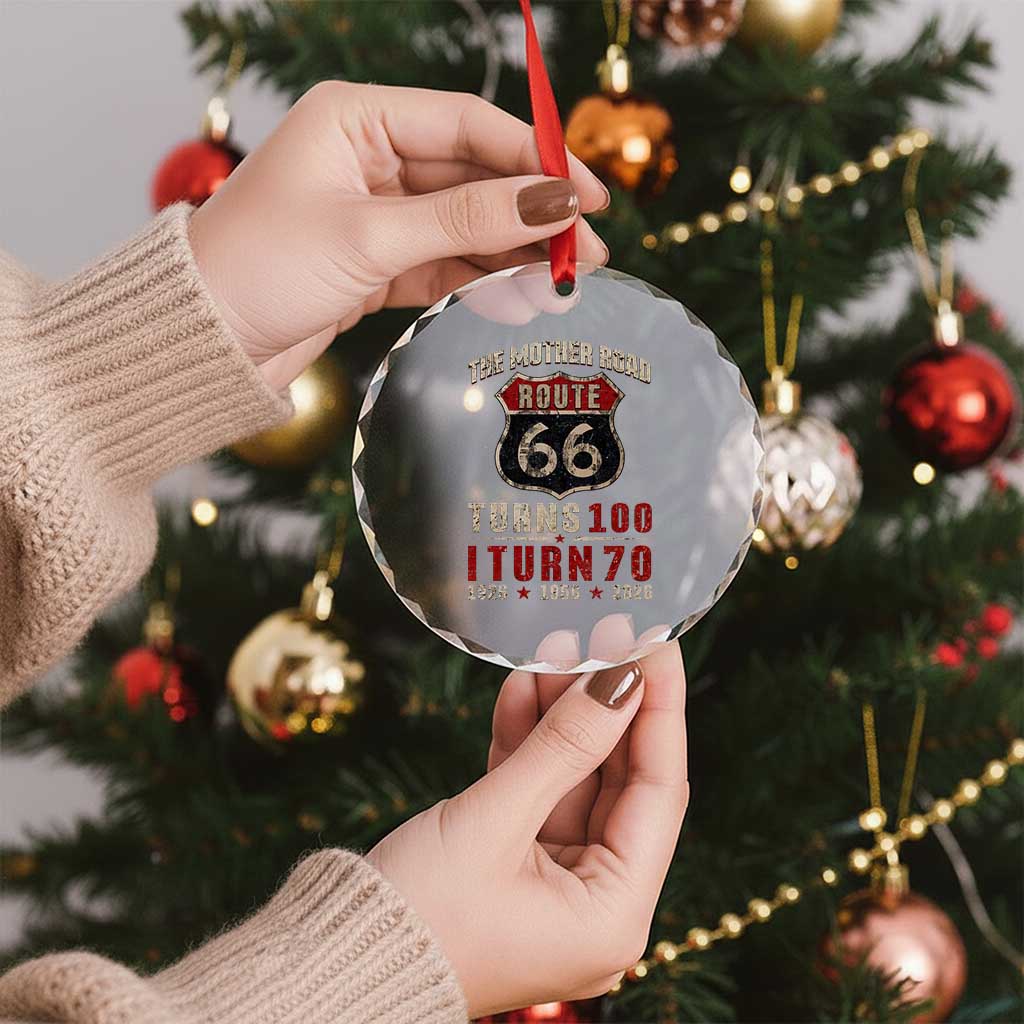 Route Highway 66 Turns 100 I Turn 70 Crystal Glass Ornament Vintage 1956 Road Sign 70th Birthday Gift