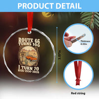 Route Highway 66 Turns 100 I Turn 70 Crystal Glass Ornament Vintage 1956 Road Sign Classic Pickup Truck Lover 70th Birthday Gift