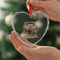Route Highway 66 Turns 100 I Turn 70 Heart Crystal Glass Ornament Vintage 1956 Road Sign Antique Car Lover 70th Birthday Gift