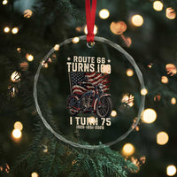 Route Highway 66 Turns 100 I Turn 75 Crystal Glass Ornament Vintage 1951 American Classic V-Twin Motorcycle Lover 75th Birthday Gift