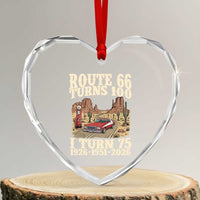Route Highway 66 Turns 100 I Turn 75 Heart Crystal Glass Ornament Vintage 1951 Road Sign American Muscle Car Lover 75th Birthday Gift