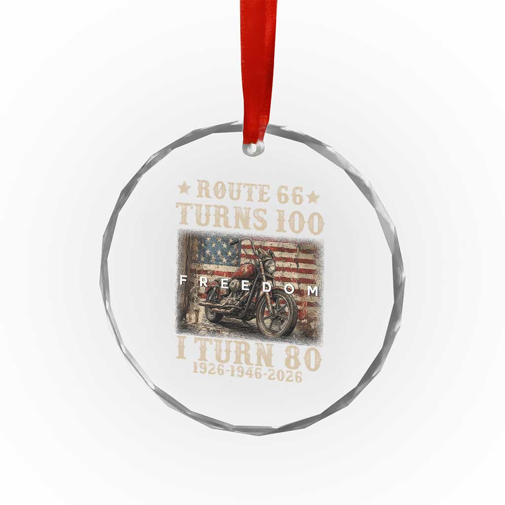 Route Highway 66 Turns 100 I Turn 80 Crystal Glass Ornament Vintage 1946 American Freedom Motorcycle Lover 80th Birthday Gift