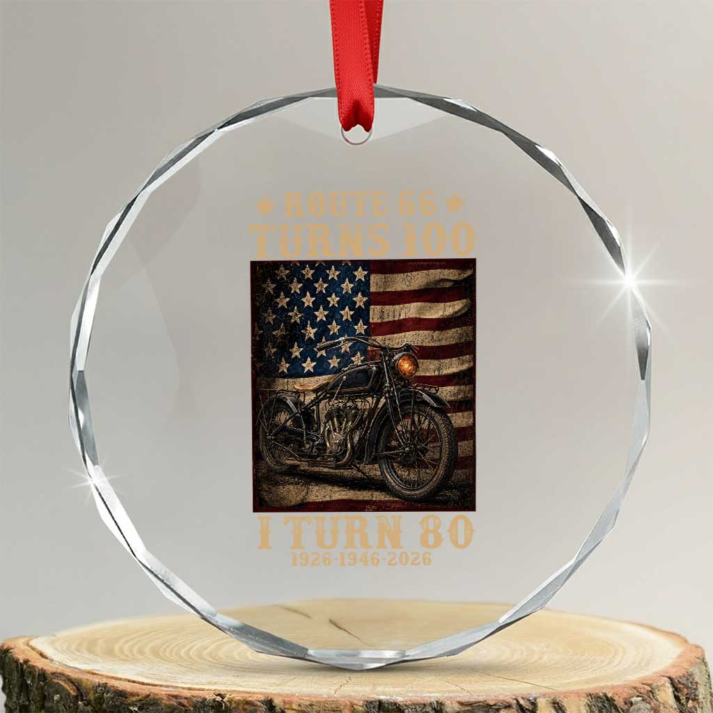 Route Highway 66 Turns 100 I Turn 80 Crystal Glass Ornament Vintage 1946 American Motorcycle Lover 80th Birthday Gift