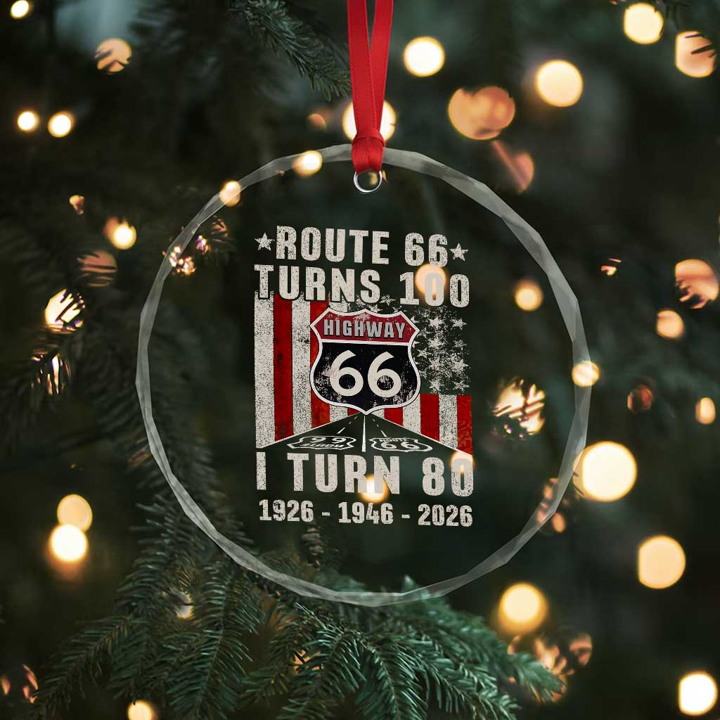 Route Highway 66 Turns 100 I Turn 80 Crystal Glass Ornament Vintage 1946 Born American Road Sign 80th Birthday Gift