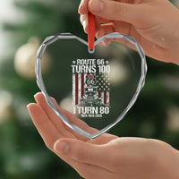 Route Highway 66 Turns 100 I Turn 80 Heart Crystal Glass Ornament Vintage 1946 America Road Sign America Antique Car Lover 80th Birthday Gift