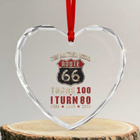 Route Highway 66 Turns 100 I Turn 80 Heart Crystal Glass Ornament Vintage 1946 Road Sign 80th Birthday Gift