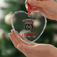 Route Highway 66 Turns 100 I Turn 80 Heart Crystal Glass Ornament Vintage 1946 Road Sign 80th Birthday Gift
