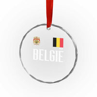 Royal Coat of Arms Belgie Crest Graphic Crystal Glass Ornament Traditional Belgium Belgian Flag and Lion Heritage Pride Gift