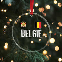 Royal Coat of Arms Belgie Crest Graphic Crystal Glass Ornament Traditional Belgium Belgian Flag and Lion Heritage Pride Gift