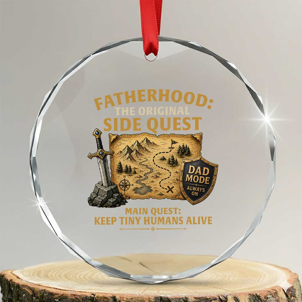 RPG Dad Crystal Glass Ornament Fatherhood The Original Side Quest Dad Mode D20 Tabletop Games