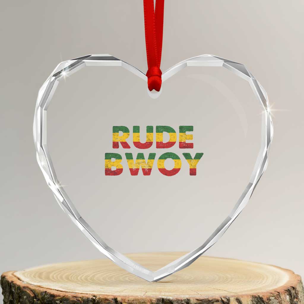 Rude Boy Heart Crystal Glass Ornament Jamaican Rasta Reggae Roots Gifts Jamaica - Wonder Print Shop