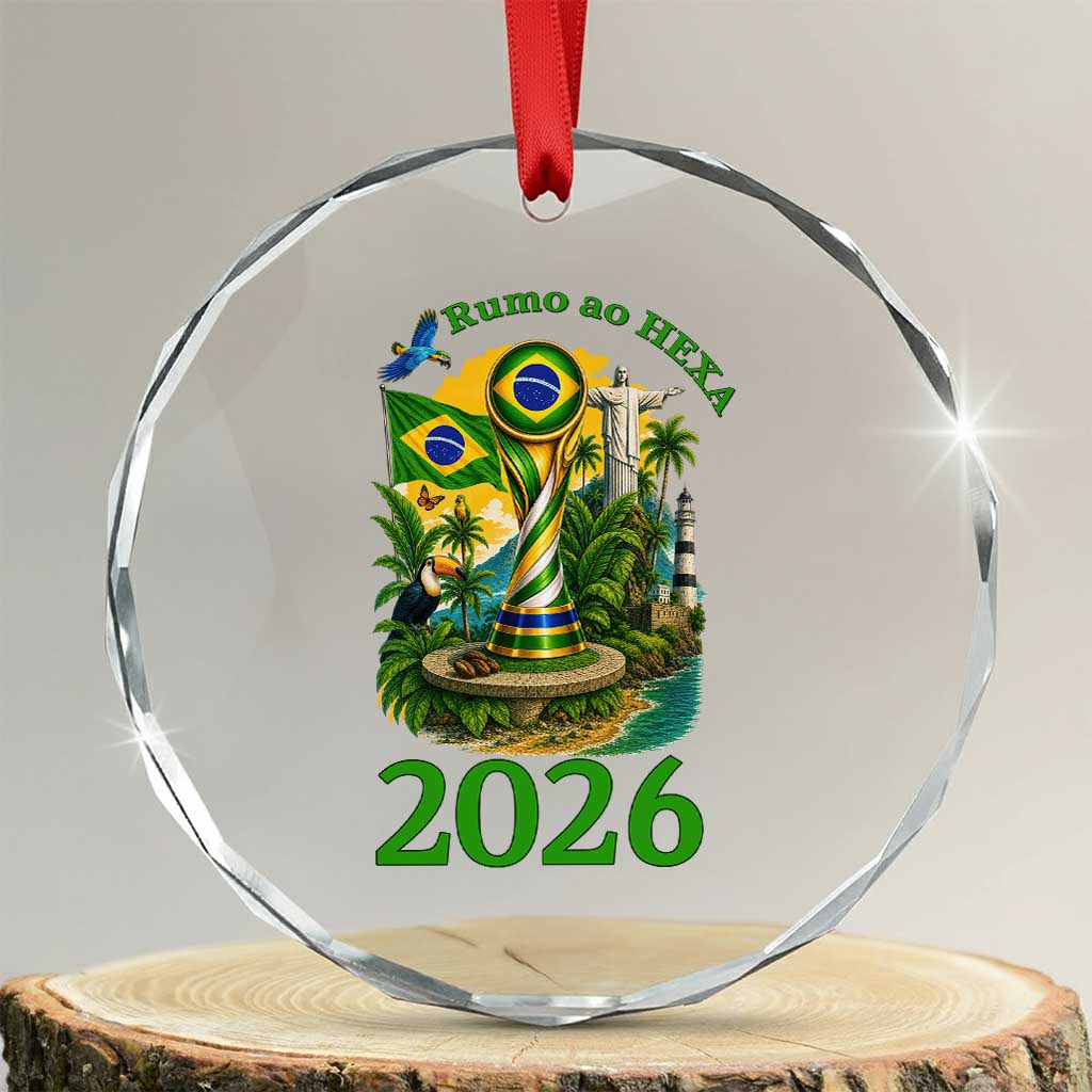 Rumo Ao Hexa Crystal Glass Ornament Brazil Soccer Fan 2026 Graphic