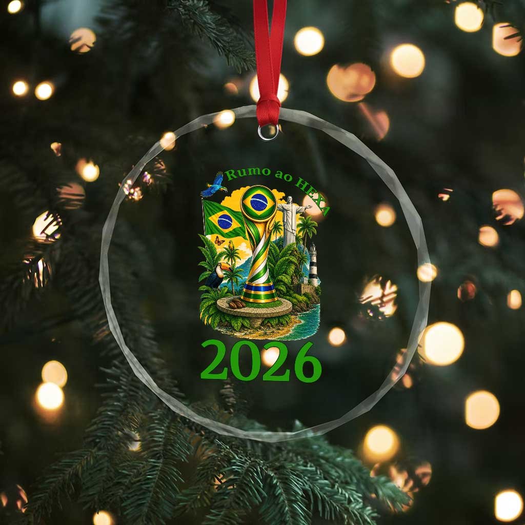 Rumo Ao Hexa Crystal Glass Ornament Brazil Soccer Fan 2026 Graphic