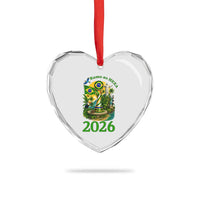 Rumo Ao Hexa Heart Crystal Glass Ornament Brazil Soccer Fan 2026 Graphic
